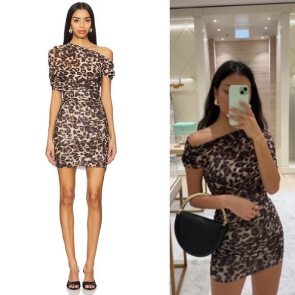 SER.O.YA | NWT Raja Mini Dress in Spotted Bengal Leopard Animal Print M - Picture 1 of 13
